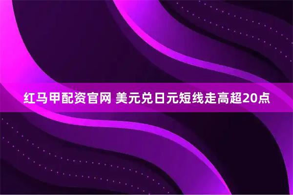 红马甲配资官网 美元兑日元短线走高超20点