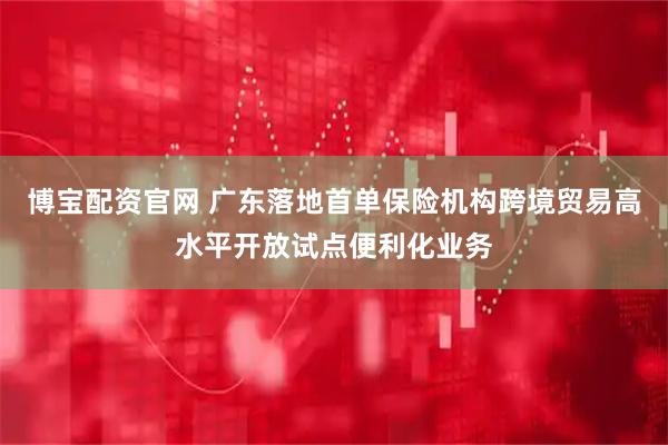 博宝配资官网 广东落地首单保险机构跨境贸易高水平开放试点便利化业务